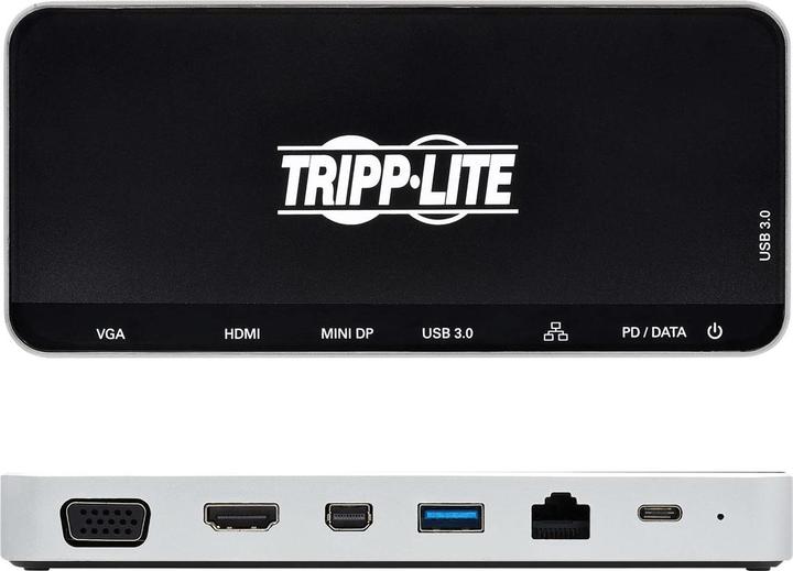 Actual product image Eaton USB Dock Triple Display 4K HDMI & mDP VGA USB 3.2 Gen 1 USB-A/C Hub GbE 60W PD Charg (USB-C)