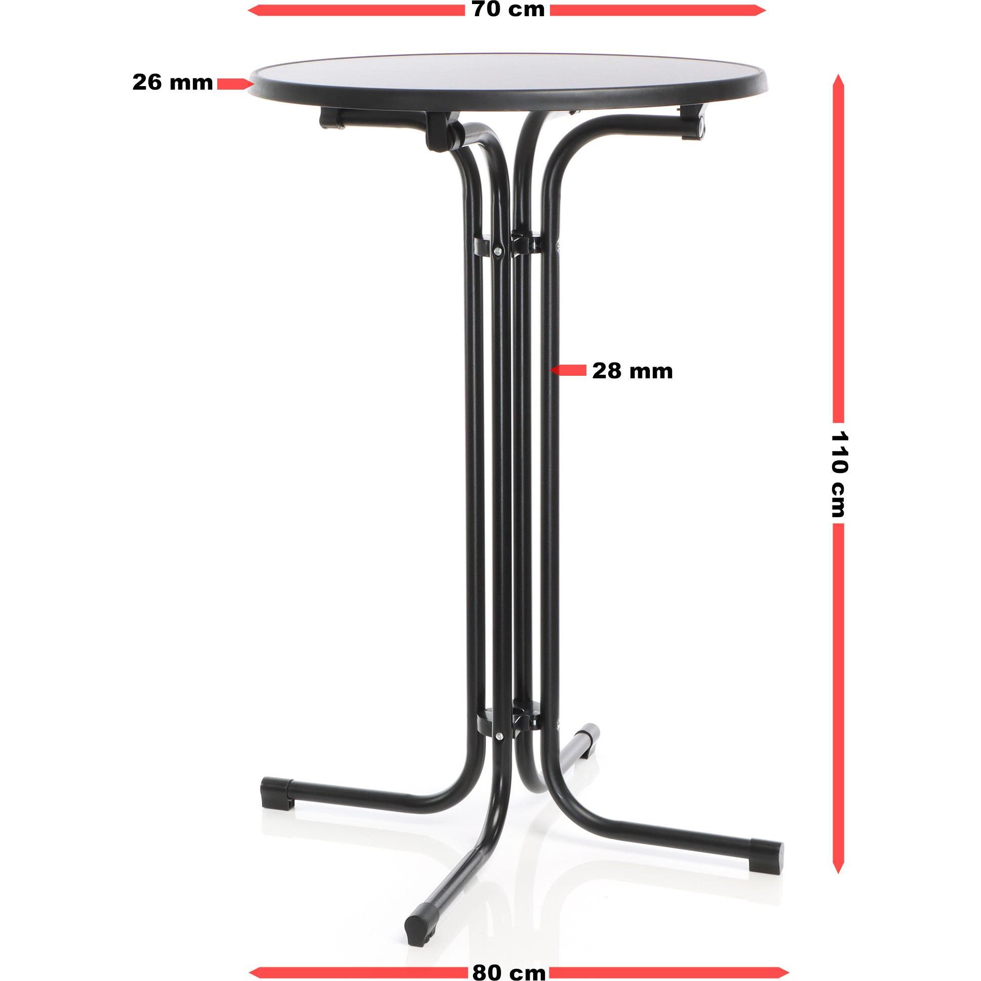 Thumbnail - Wiltec, Bartisch, Toboli klappbarer Bistrotisch Schwarz Ø 70 cm Stehtisch Bartisch Partytisch rund