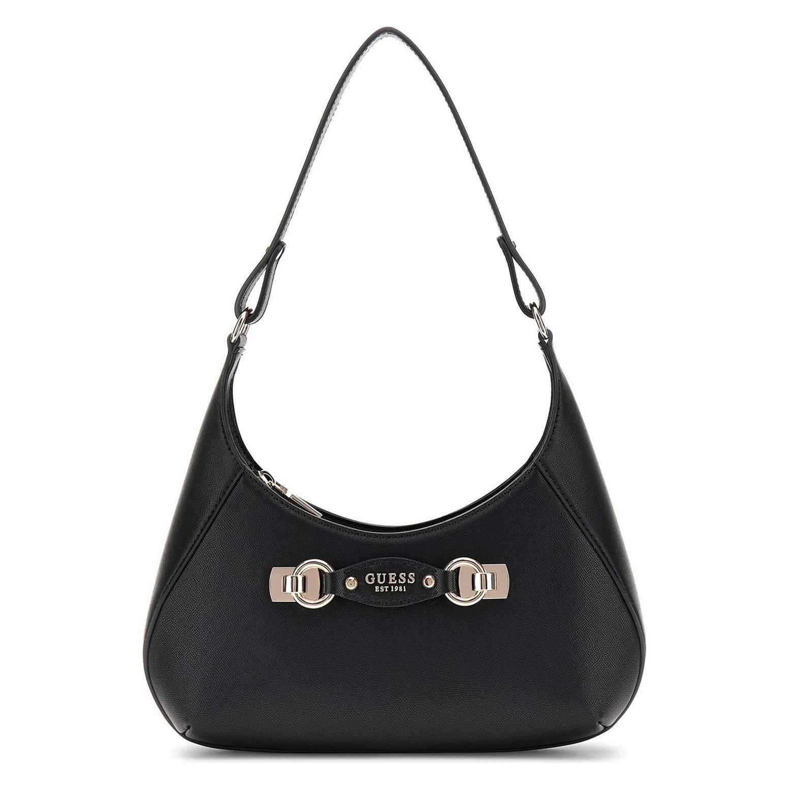 Guess, Damen, Handtasche, Mimina Top Zip Shoulder Bag, Schwarz