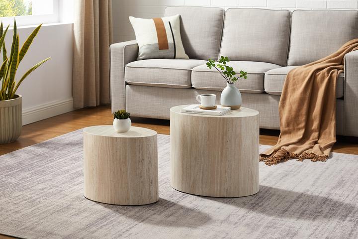 Image du produit SIT Möbel Table basse en travertin lot de 2 ovale, aspect
