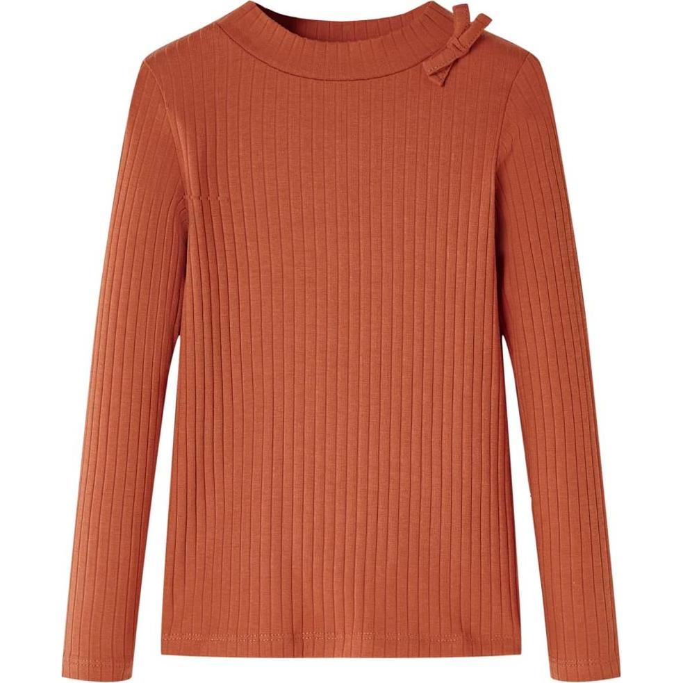 VidaXL, Jungen, Shirt, Kinder-Langarmshirt Cognac 92,Material: 95 % Baumwolle. 5, Braun, (92)