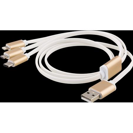 Thumbnail - Deltaco USB-MULTI10 USB Kabel 1 m USB A USB C Gold (1 m), USB Kabel