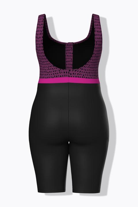 Actual product image Ulla Popken Dot Print Unitard Zip Front Swimsuit (48)