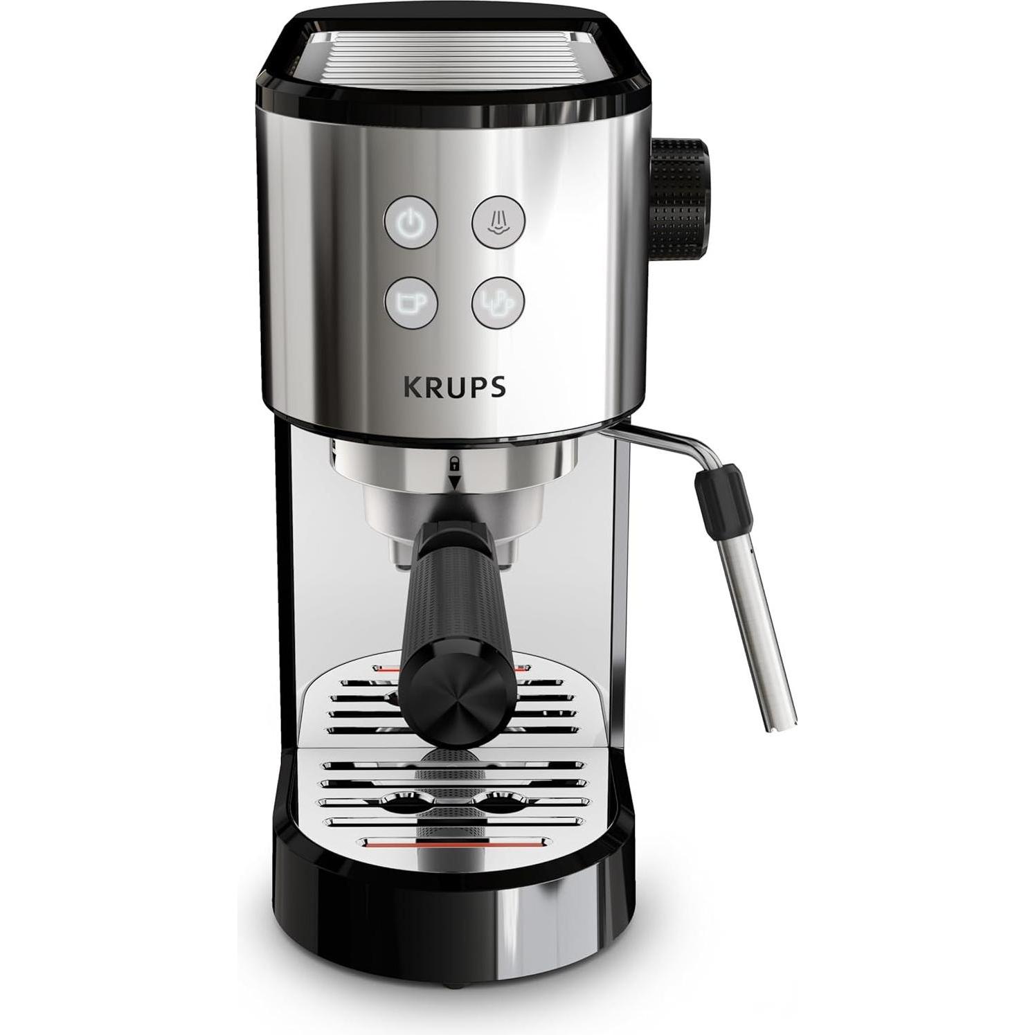 Krups XP4418 Virtuoso Essential Espresso Siebträger, Kaffeemaschine, Espressomachine, Zilver, Zwart