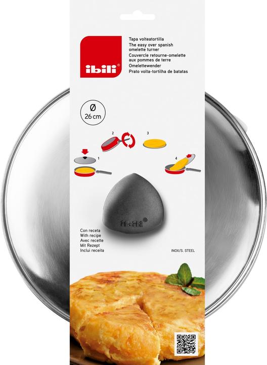 Produktbild Ibili Deckel Edelstahl flach 26 cm Praktischer Deckel für die einfache Zubereitung von Tortillas (26 cm, Metall)