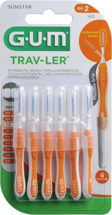 Actual product image GUM SUNSTAR Trav-Ler ISO-Norm 2 0.9mm cylindric orange (6x)