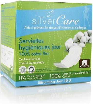 Silver Care Asciugamani igienici BIO ultrasottili con ali per emorragie da leggere a moderate - 10 pezzi - (10 x)