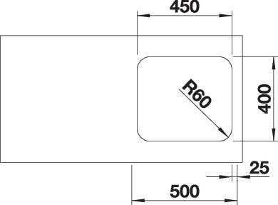 Actual product image Blanco Supra 450-U (Undermount sink, 43 cm, 48 cm)