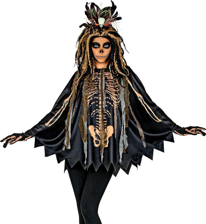 Actual product image Widmann Voodoo Priestrin cape: poncho with hood (One size)