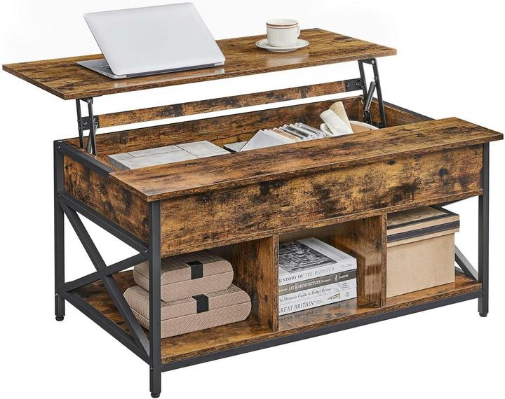 Vasagle Tavolino in legno marrone 95,0 x 60,0 x 48,0 / 62,0 cm