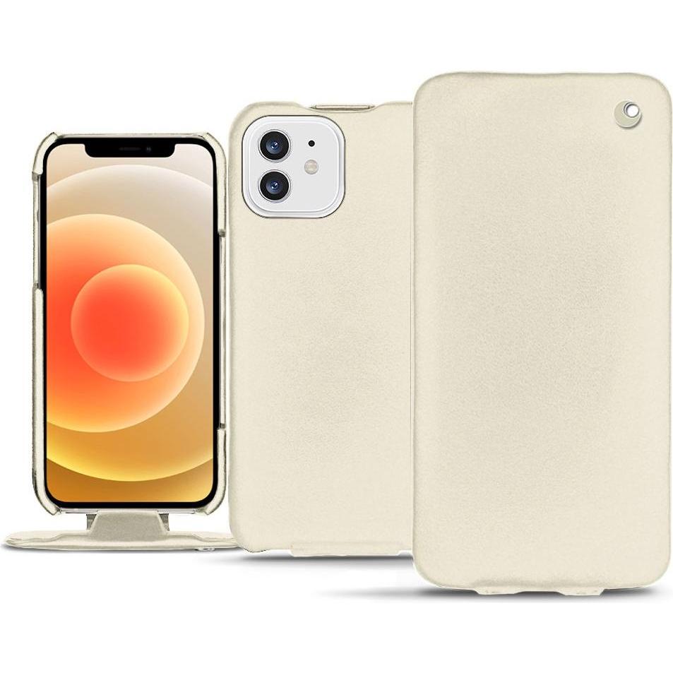 Noreve Lederschutzhülle vertikal (Apple iPhone 12 mini), Smartphone Hülle, Weiss