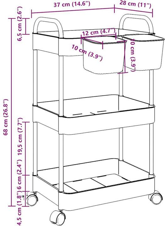 Immagine prodotto vidaXL Carrello portaoggetti 3 ripiani Acrilico trasparente