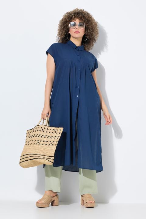 Produktbild Ulla Popken Longbluse, Biesen, A-Linie, Hemdkragen, Halbarm (42, 44)