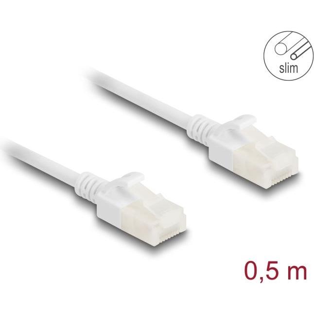 Delock RJ45 Netzwerkkabel Cat.6A Stecker zu Stecker mit robu (U/UTP, CAT6a, 0.50 m), Netzwerkkabel