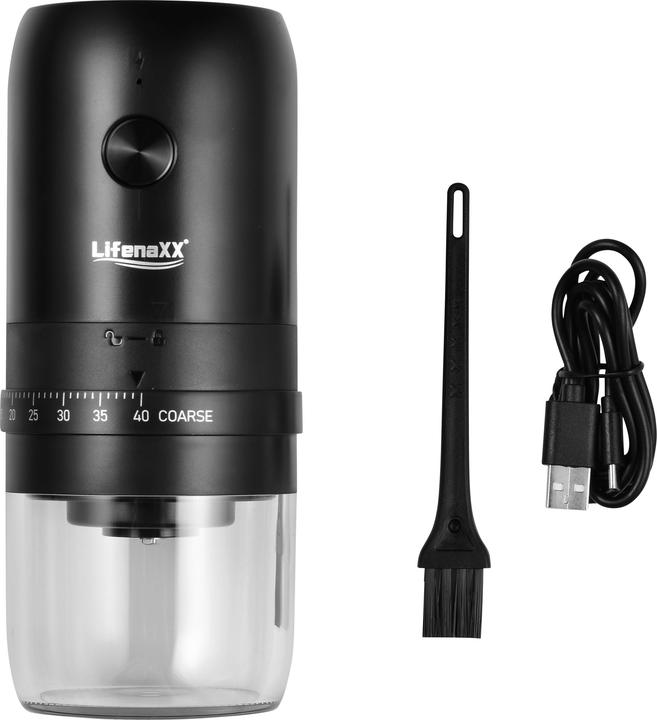 Image du produit LifenaXX Mobile Elektrische Kaffeemühle, kabellos, USB-C Akku-Betrieb, 8,3 x 8,3 x 18,6 cm