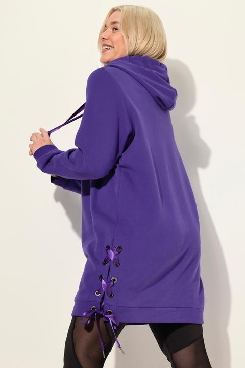 Produktbild Ulla Popken Long-Hoodie, Satinbänder, Kapuze, Langarm (50, 52)