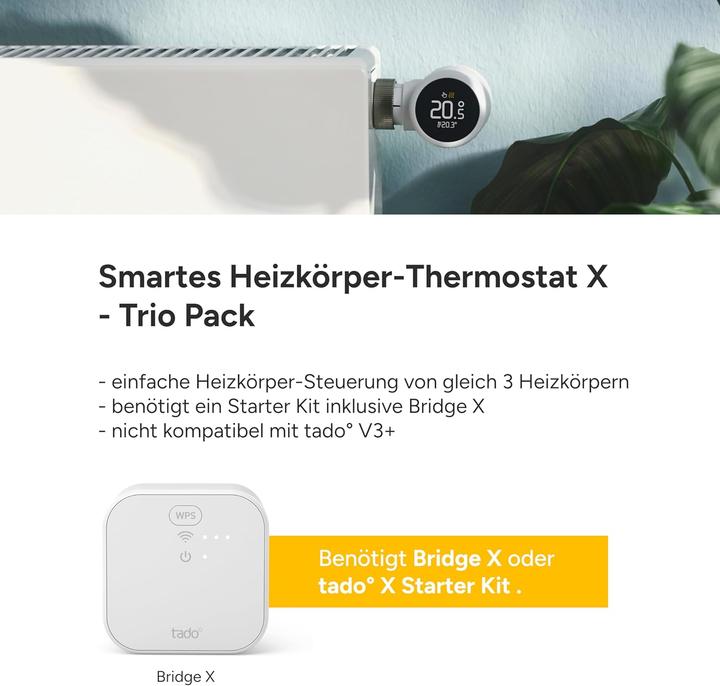 Immagine prodotto tado° Smartes Heizkörperthermostat X Trio Pack mit App-Steuerung