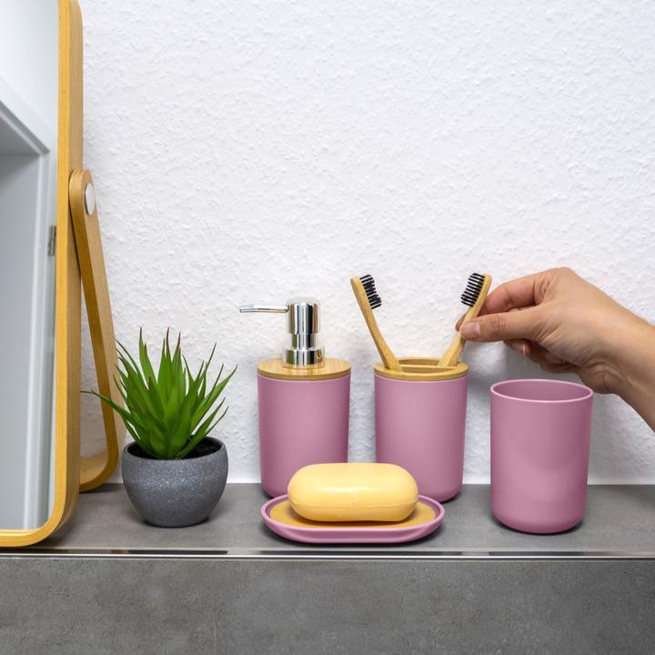 Actual product image Intirilife Badezimmer Zubehör Set inkl. Zahnputzbecher Seifenschale Seifenspender Toilettenbürste