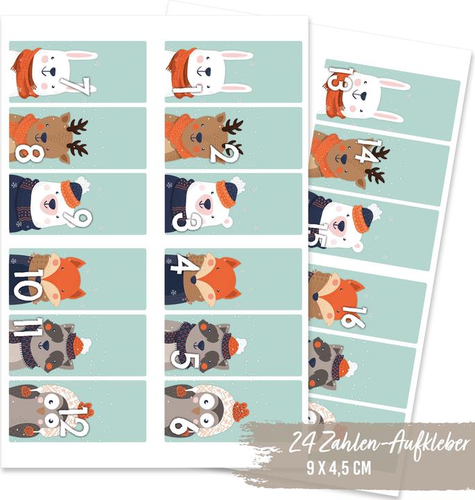 Produktbild Papierdrachen 24 Adventskalender Zahlenaufkleber, Design Nr. 61