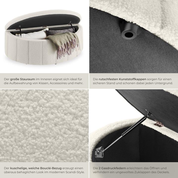 Actual product image tectake Moon upholstered bench with ample storage space, weight capacity 150 kg (108 cm)