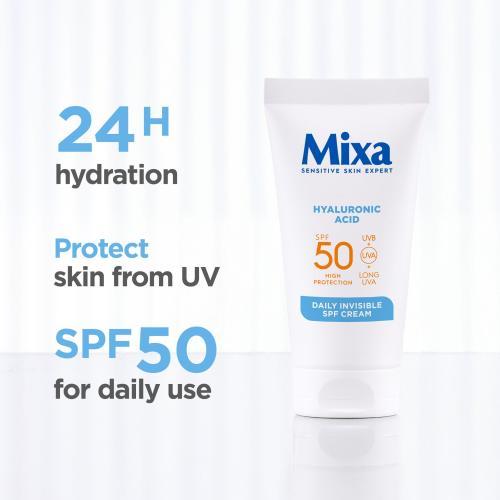 Image du produit Mixa Crème Hyaluronic Acid Daily Invisible SPF (Crème solaire, SPF 50, 50 ml)