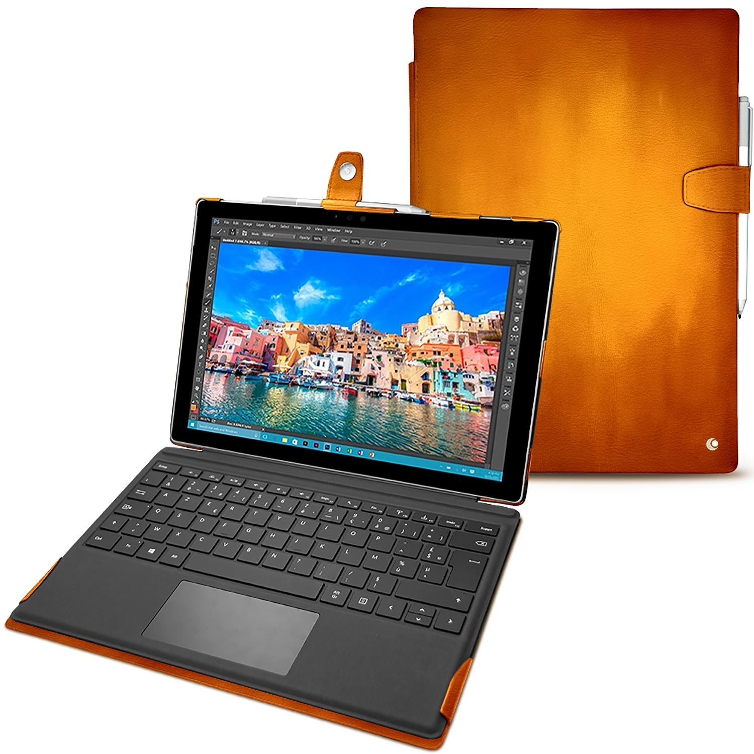 Noreve Lederschutzhülle (Microsoft Surface Pro 4), Tablet Hülle, Orange