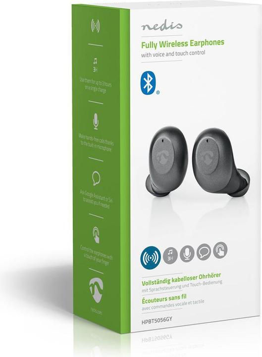 Produktbild Nedis Vollständig drahtlose Kopfhörer Bluetooth® max. Batteriespielzeit: 3 hrs Berührungssteuerung L (3 h, Kabellos)