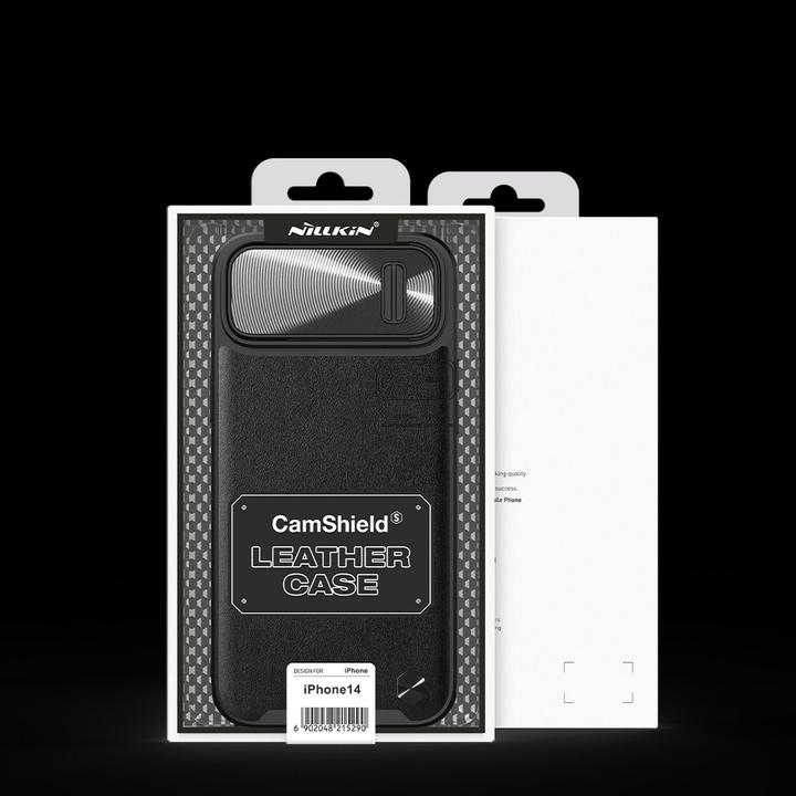 Actual product image Nillkin CamShield Leather S Case iPhone 14 Cover with Black Camera Cover (Apple iPhone 14)