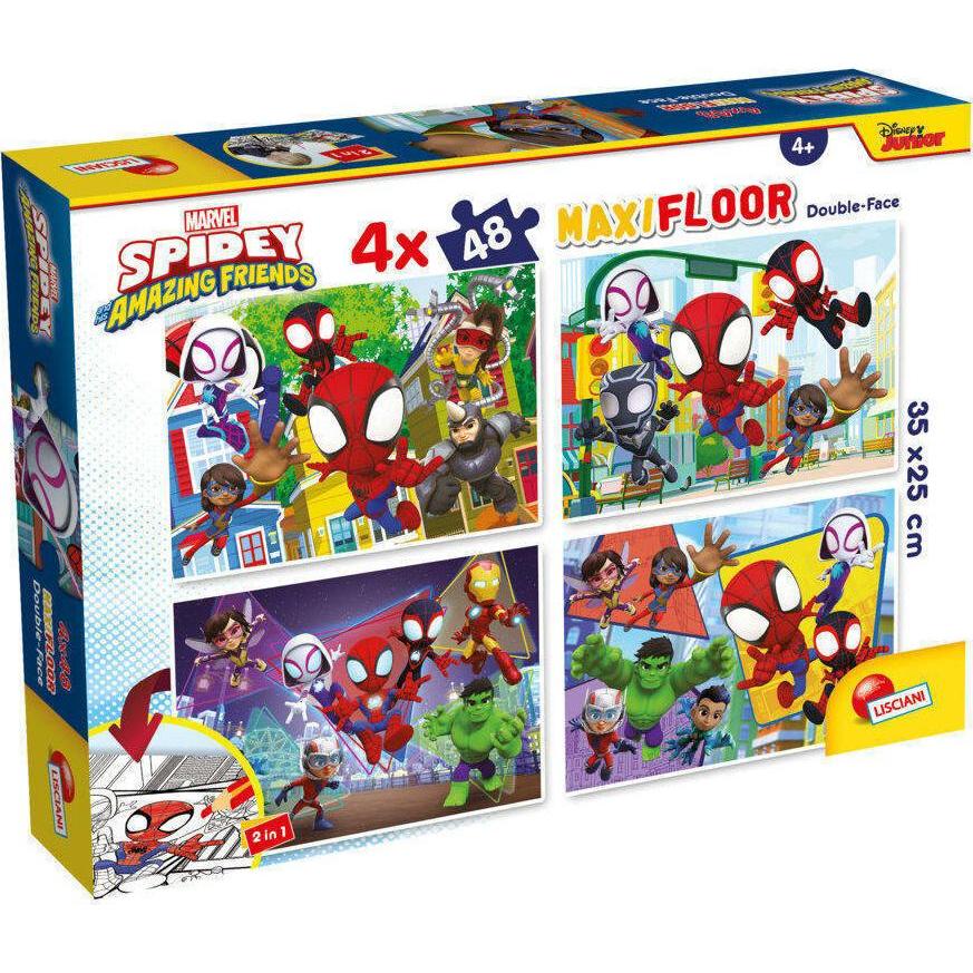 Lisciani Marvel Puzzle Df Maxi Floor 4 X 48 Spidey (48 Teile)