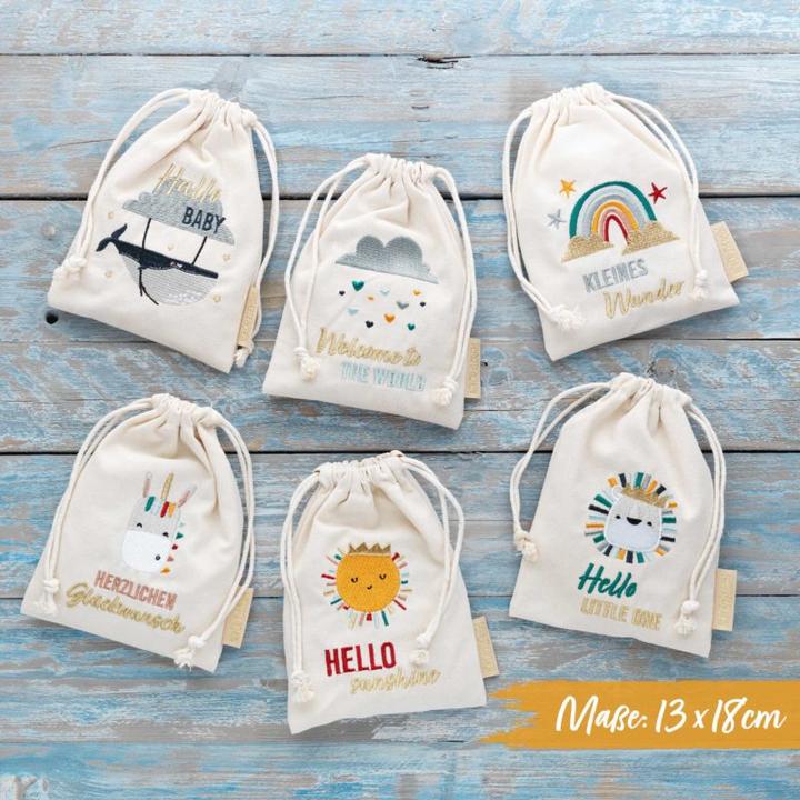 Image du produit Papierdrachen Sacs en lin anniversaire baleine set de 6 (Pochette cadeau, 6 x)