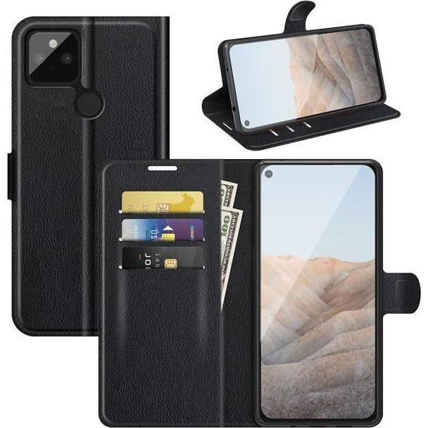 Thumbnail - MU Classic Litchi Leder Bookcover Series (Google Pixel 5a), Smartphone Hülle, Schwarz