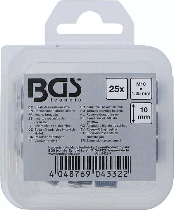 Image du produit BGS Inserts taraudés M10 x 1,25 mm 25 pièces