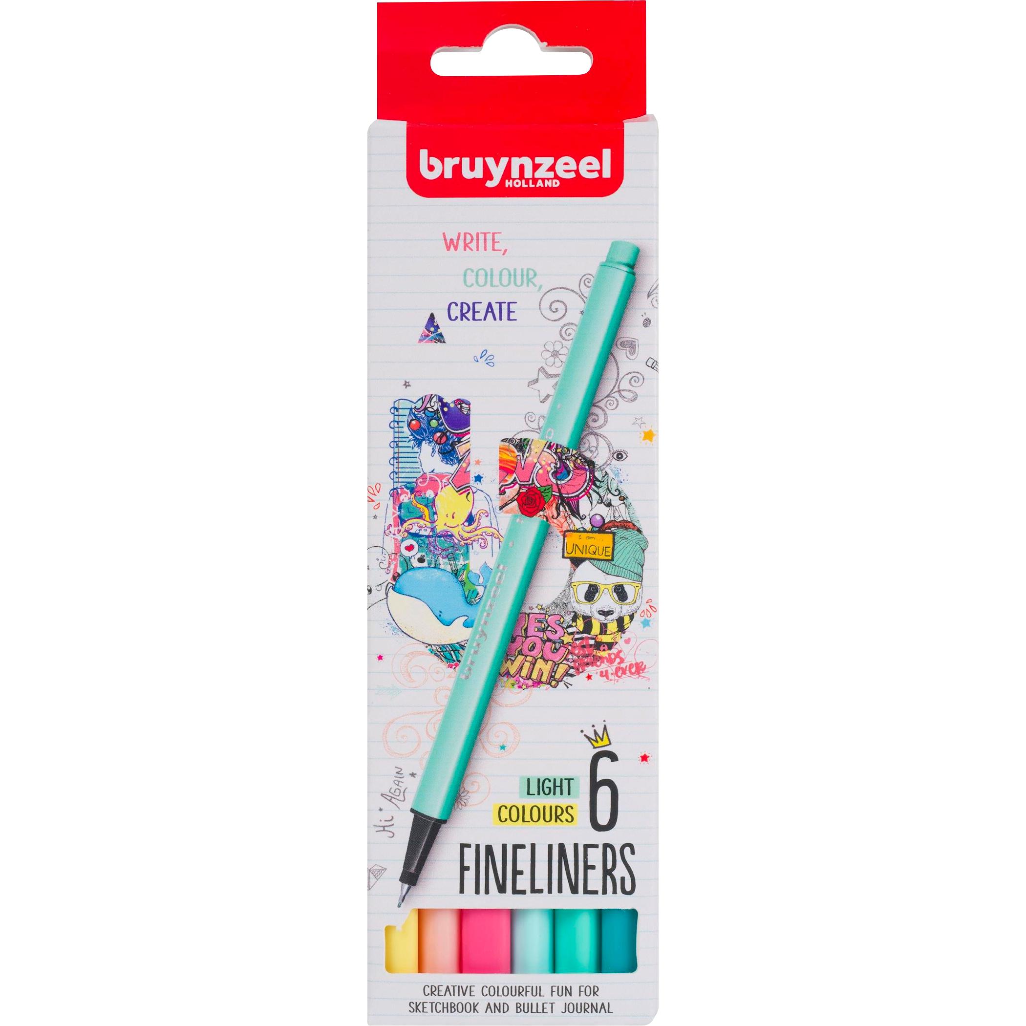 Bruynzeel, Malstifte, Fineliner Set 6 Farben Neon (Neon Colours, 6 x)