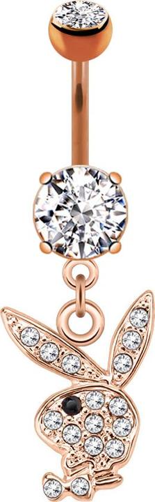 Image du produit Star Piercing Banane or rose avec pendentif Playboy Bunny (Laiton, Acier chirurgical 316L)