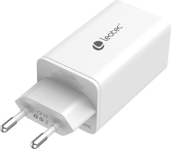 Actual product image Leotec Cargador 65w Gan Carga Rapida 2 USB Tipo-C Pd 1 USB-A Blanco (65 W)
