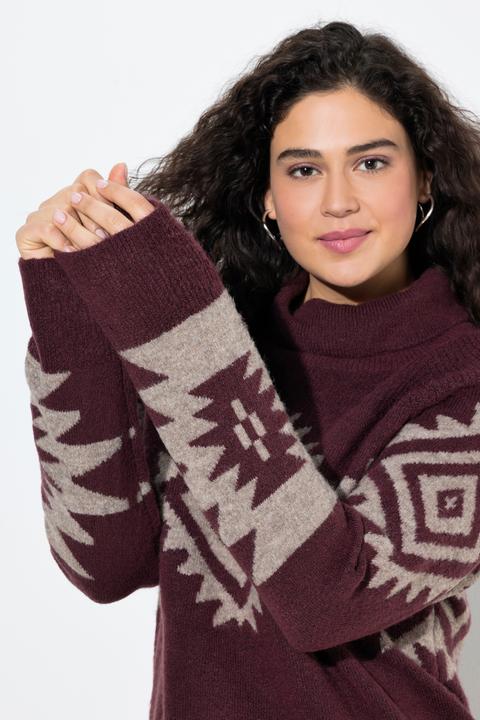 Produktbild Ulla Popken Pullover, Strickmuster, Rollkragen, Raglan-Langarm (46, 48)