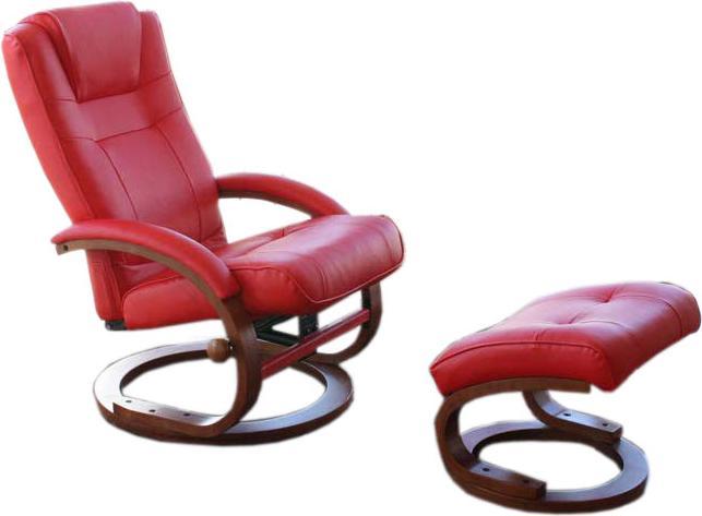 Produktbild Swisshandel24 Fernsehsessel Relaxsessel Sessel, Kunstleder, mit Hocker - rot