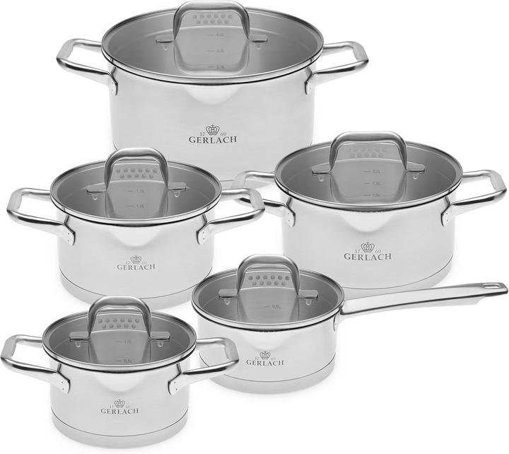 Produktbild Gerlach Induktionstopf-Set (5-teilig) (Pfannenset + Topfset, Edelstahl)