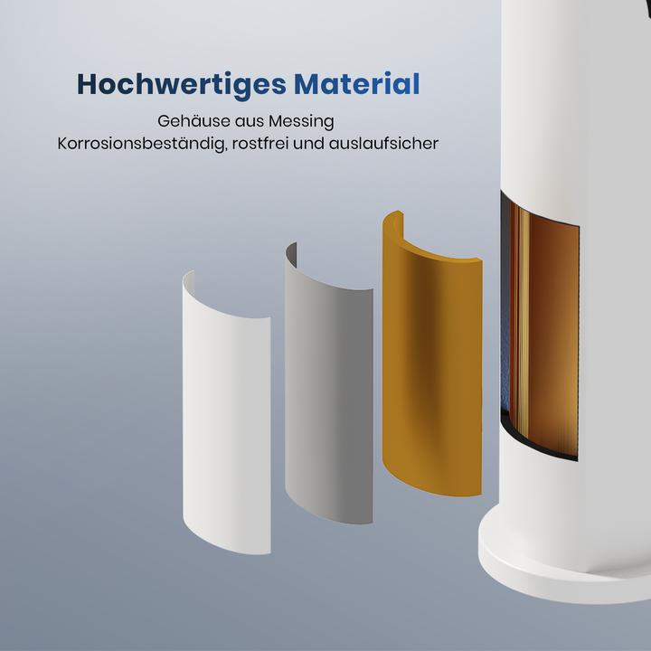 Produktbild Emke Badarmatur, weiß, Mischbatterie Waschbecken, Messing, mit Perlator, Keramikkartusche, einfach zu bed