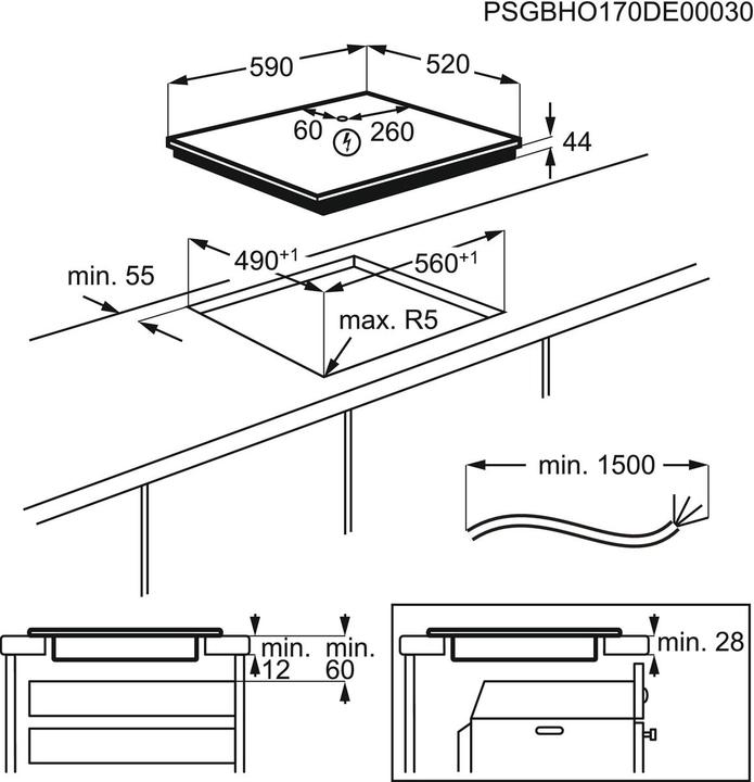 Produktbild Electrolux CIL63443 Schwarzer 60-cm-Induktionsherd(e) (59 cm, Induktionskochfeld)