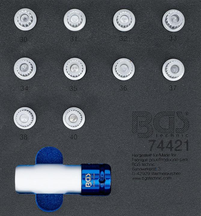 Image du produit BGS Insert de servante d'atelier 1/6 : Jeu d’outils pour écrous antivol pour BMW | 11 pièces