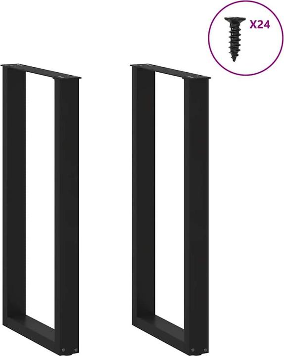 Produktbild vidaXL Couchtischbeine U-Form 2 Stk. Schwarz 50x(100-101) cm Stahl Tischbein