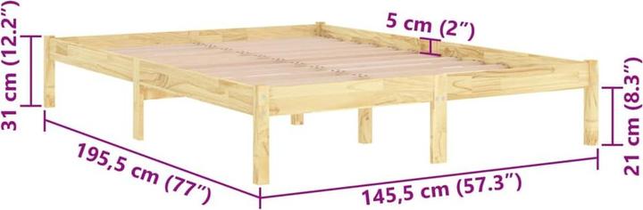 Actual product image vidaXL Bett Extra Lang ohne Matratze 140x220 (140 x 220 cm)