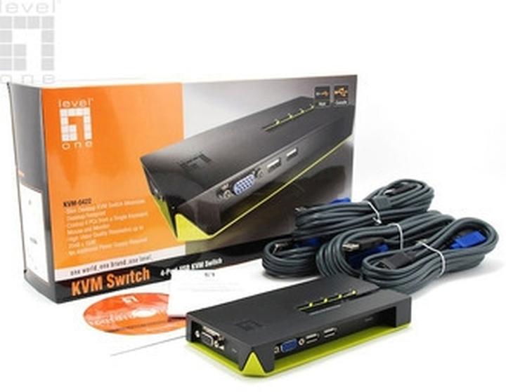 Produktbild LevelOne KVM-0422: 4Port Kabel-KVM-Switch
