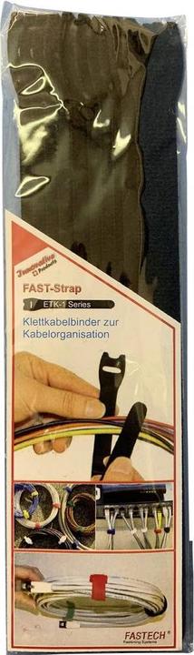 Image du produit Fastech ETK-1-2 Strap, noir, 13x200mm (Serre-câbles velcro, 200 mm, 10 pcs)