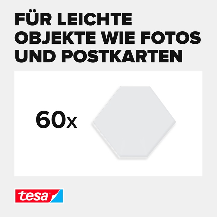 Produktbild tesa Doppelseitige Klebepads transparent, Glas, 60 Stück