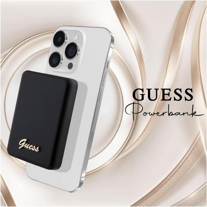 Produktbild Guess Powerbank indukcyjny 15W GUPBM5ALGSGK 5000mAh czarny/black MagSafe Metal Script Logo (5000 mAh, 15 W)