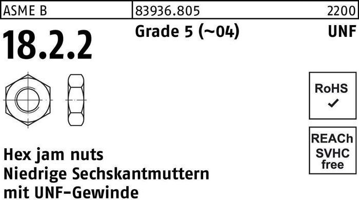 Produktbild Sechskantmutter R 83936 m.UNF-Gewinde niedrig 1/2 Grade 5 (04) (UNF10-32)