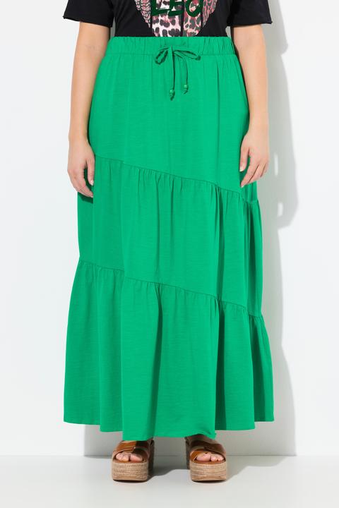 Immagine prodotto Ulla Popken Maxi gonna in jersey dal taglio svasato con balze e cintura elastica (42, 44)