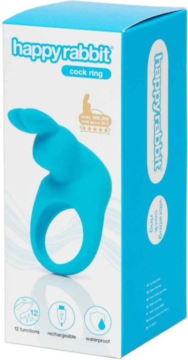 Productafbeelding Happy Rabbit Oplaadbare Vibrerende Konijnen Cock Ring Blauw (3 cm)